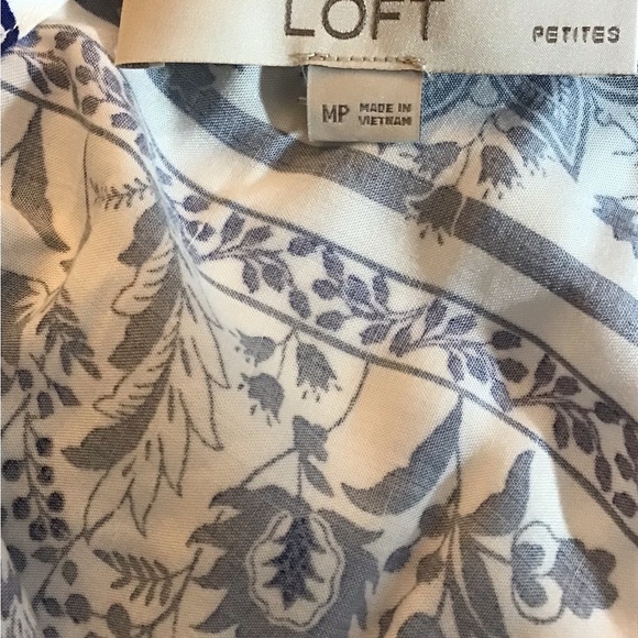 LOFT Blue and White Sundress Sleeveless Scoop Neck - Picture 7 of 8